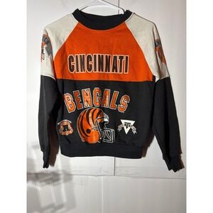 VTG 80s Cincinnati Bengals Garan sweatshirt Orange Black NFL Youth Size L 14-16